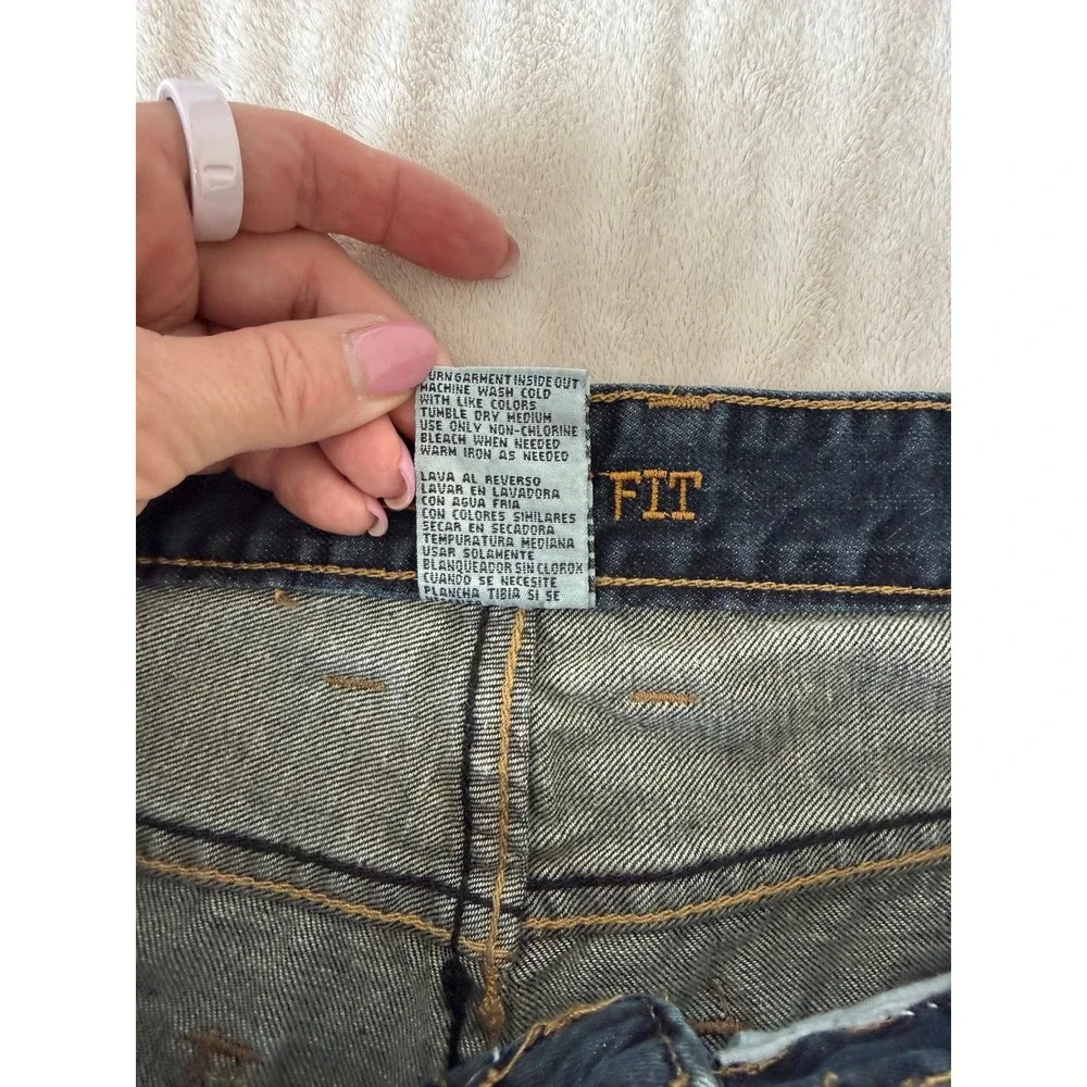 Route 66‎ Straight Fit Denim Shorts Mens 30 Blue Dark Wash Zip Pocket Cotton